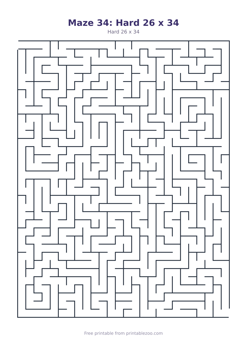 Maze 34: Hard 26 x 34