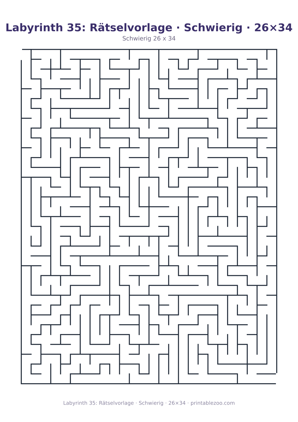 Labyrinth 35: Rätselvorlage · Schwierig · 26×34 als druckfertige Vorschau, Katalognummer 100135