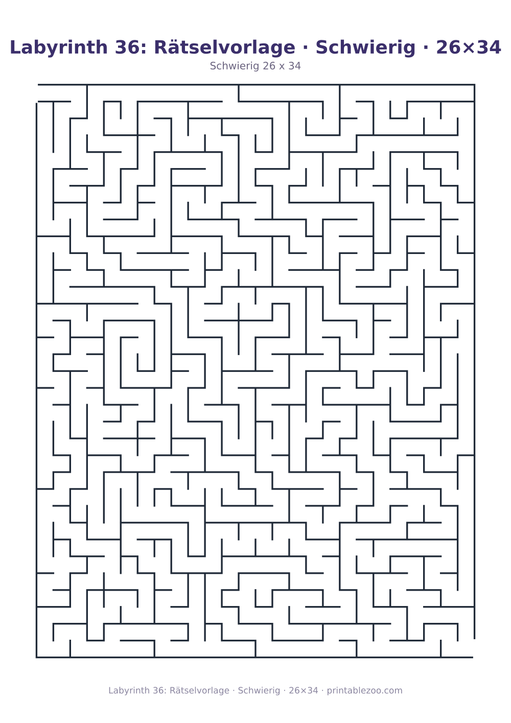 Labyrinth 36: Rätselvorlage · Schwierig · 26×34 als druckfertige Vorschau, Katalognummer 100136