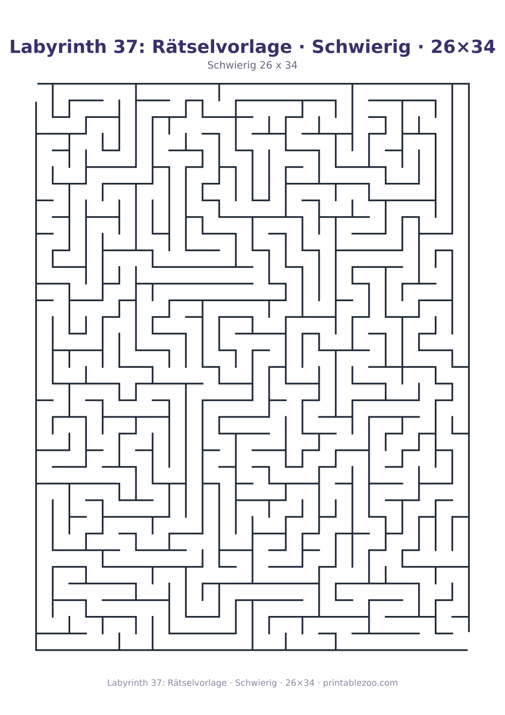 Labyrinth 37: Rätselvorlage · Schwierig · 26×34 als druckfertige Vorschau, Katalognummer 100137