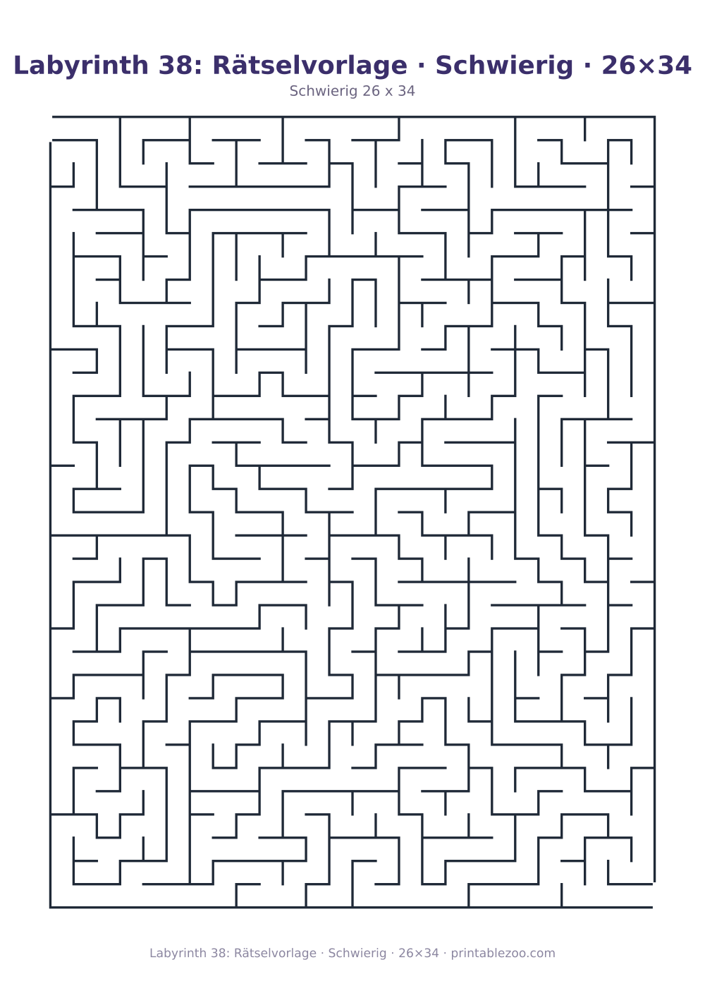 Labyrinth 38: Rätselvorlage · Schwierig · 26×34 als druckfertige Vorschau, Katalognummer 100138