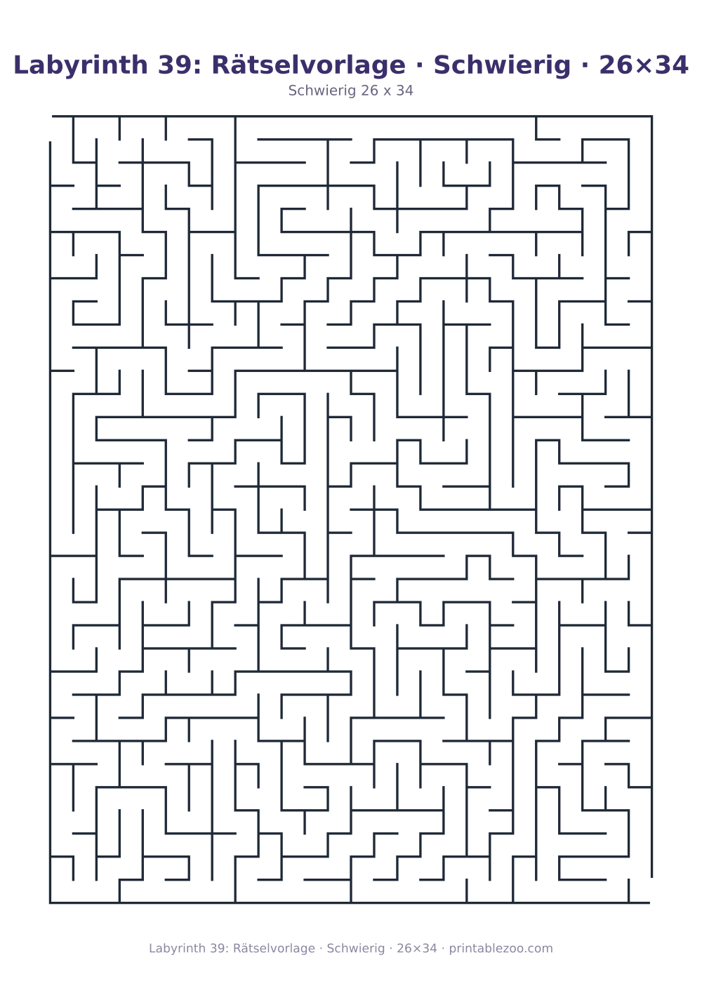 Labyrinth 39: Rätselvorlage · Schwierig · 26×34 als druckfertige Vorschau, Katalognummer 100139