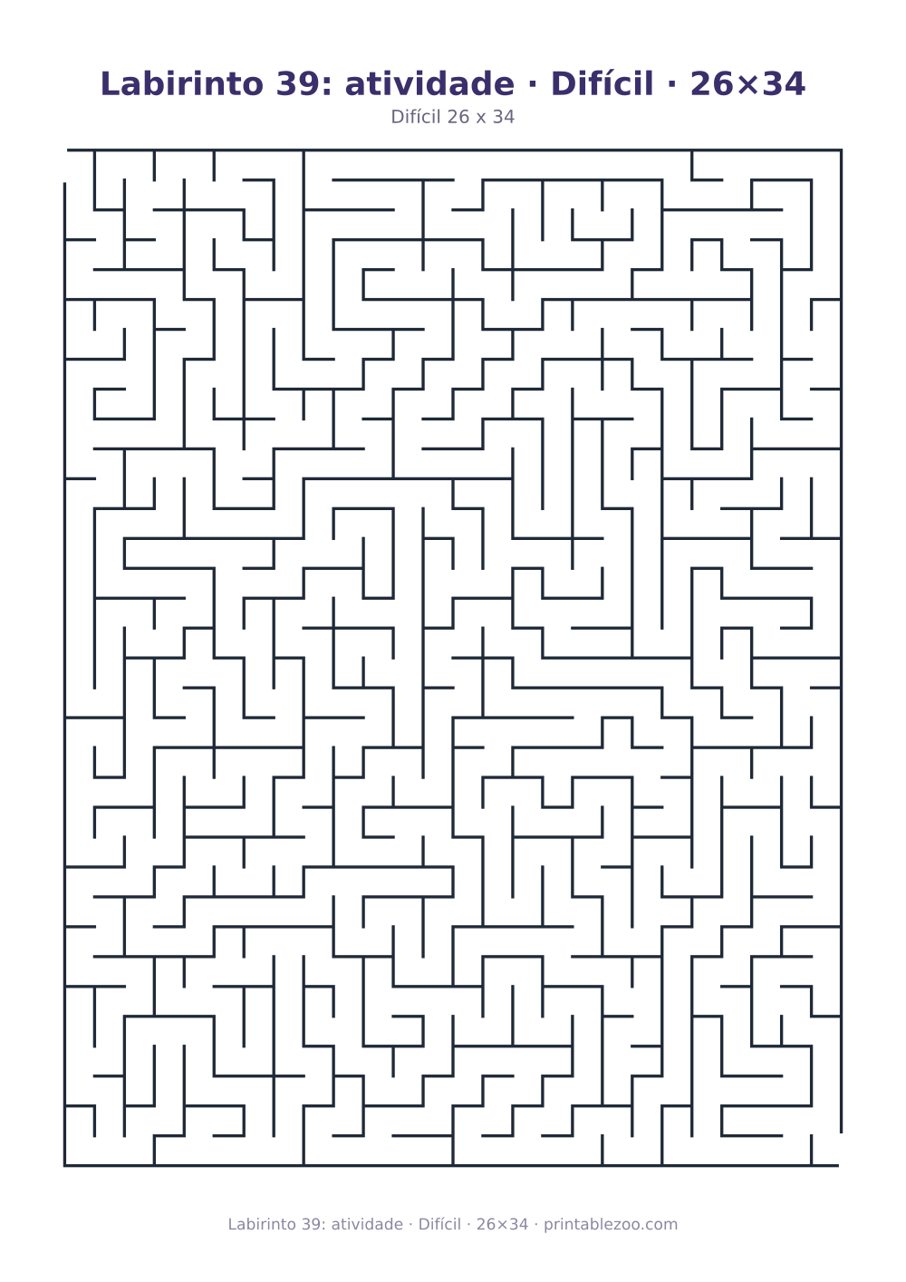 Prévia pronta para imprimir: Labirinto 39: atividade · Difícil · 26×34, catálogo nº 100139
