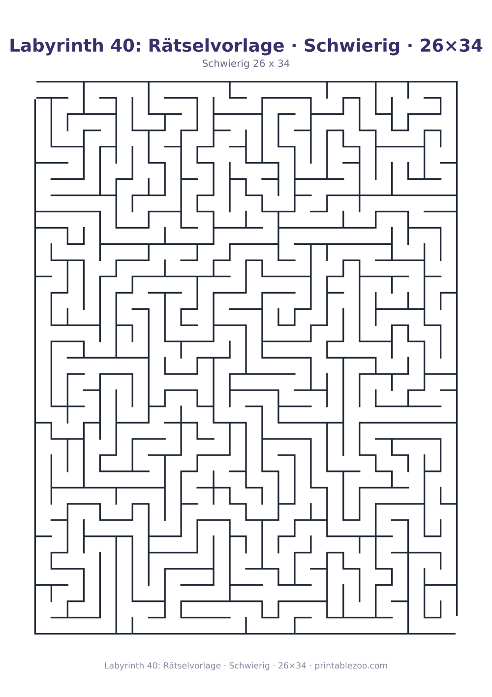 Labyrinth 40: Rätselvorlage · Schwierig · 26×34 als druckfertige Vorschau, Katalognummer 100140