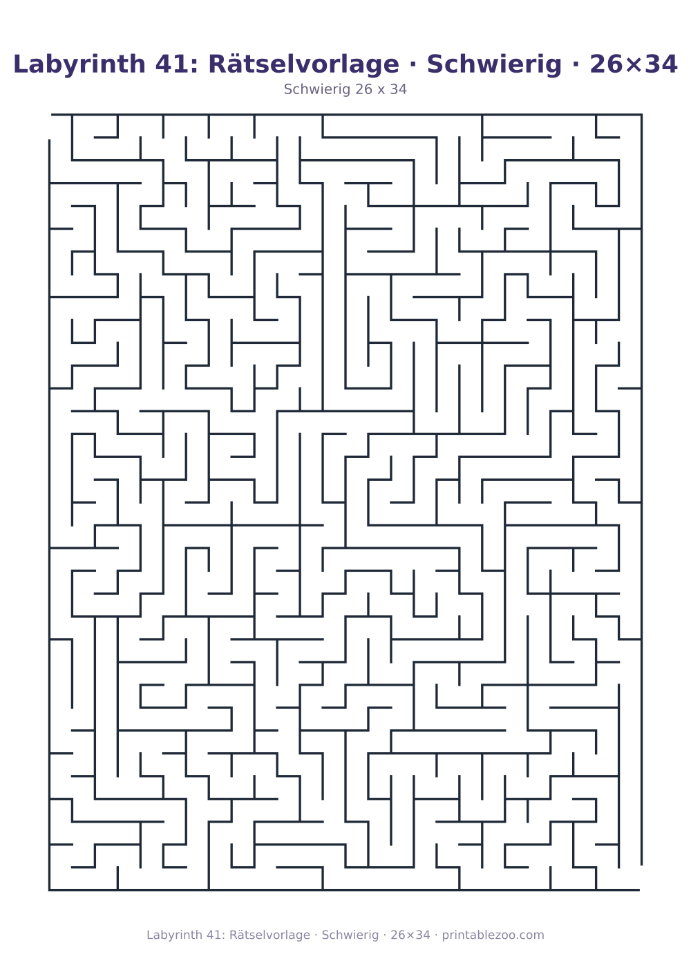 Labyrinth 41: Rätselvorlage · Schwierig · 26×34 als druckfertige Vorschau, Katalognummer 100141