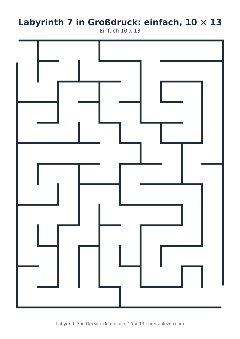 Labyrinth in Großdruck mit 10 × 13 breiten Gängen für Senioren, Rätselnummer 169501