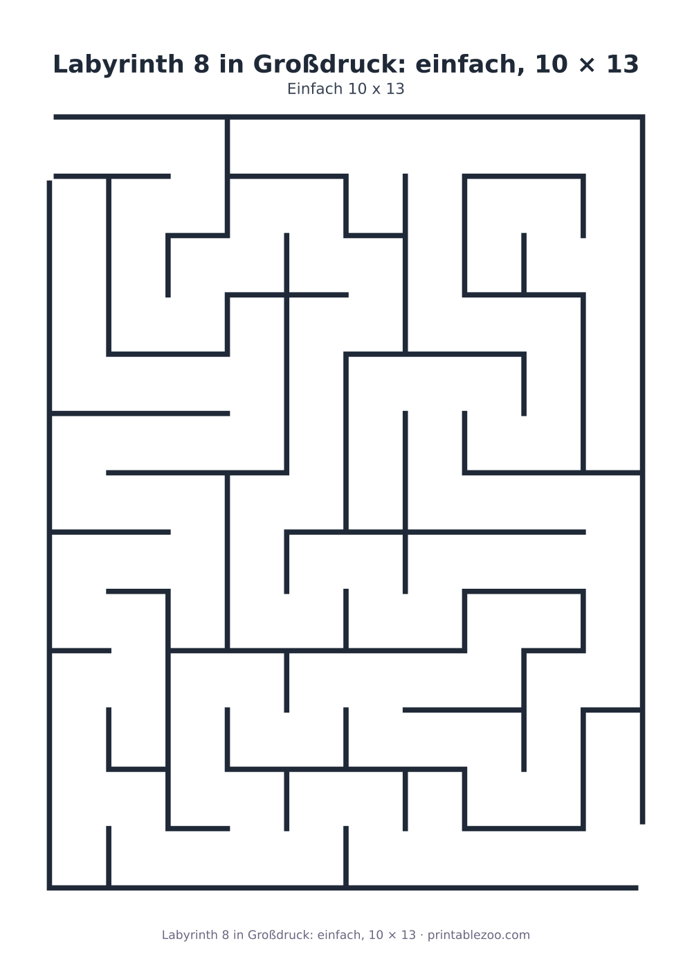 Labyrinth in Großdruck mit 10 × 13 breiten Gängen für Senioren, Rätselnummer 169502