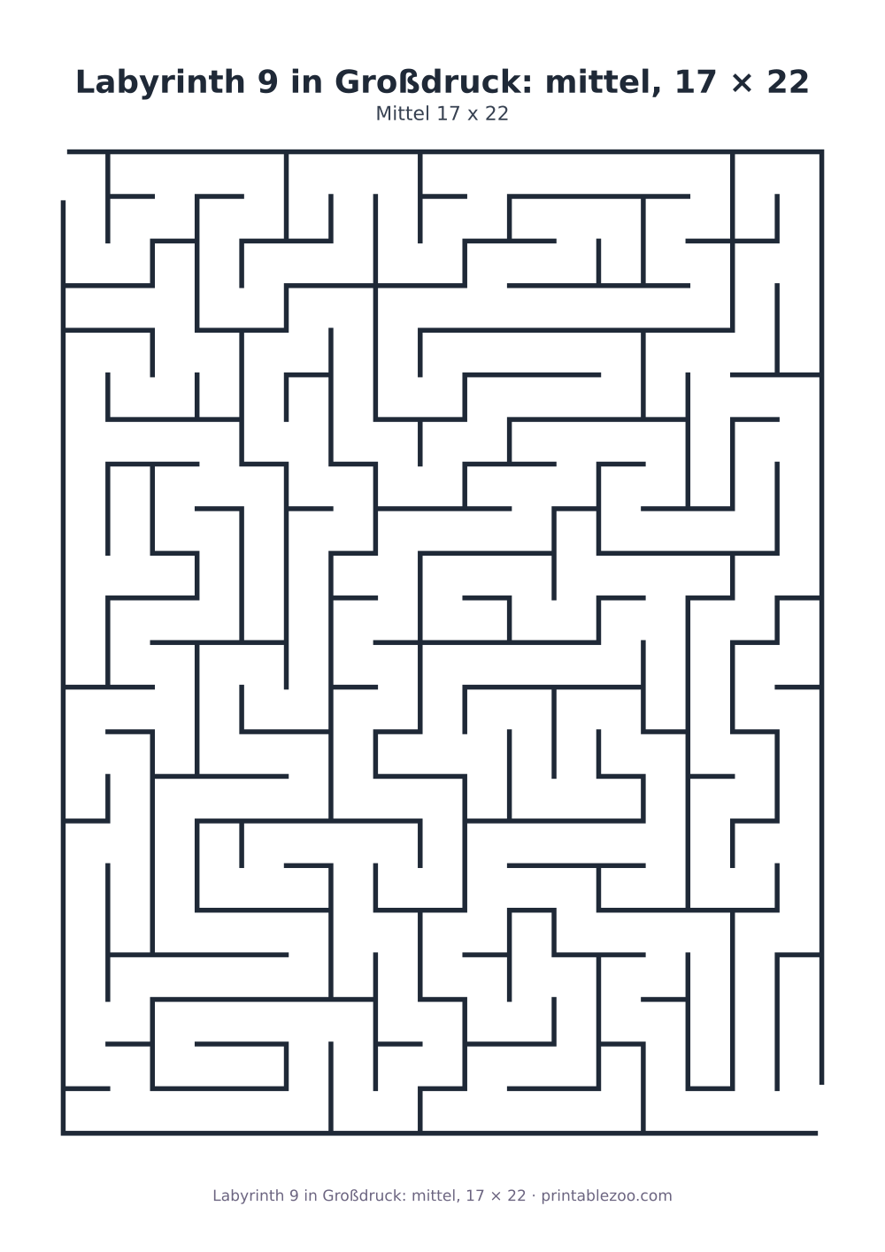 Labyrinth in Großdruck mit 17 × 22 breiten Gängen für Senioren, Rätselnummer 169503