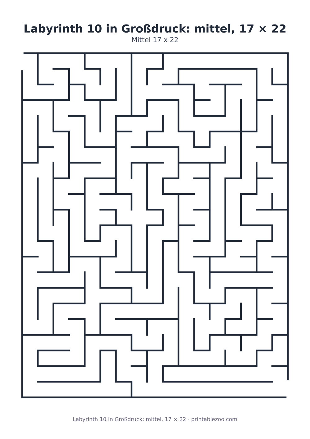 Labyrinth in Großdruck mit 17 × 22 breiten Gängen für Senioren, Rätselnummer 169504