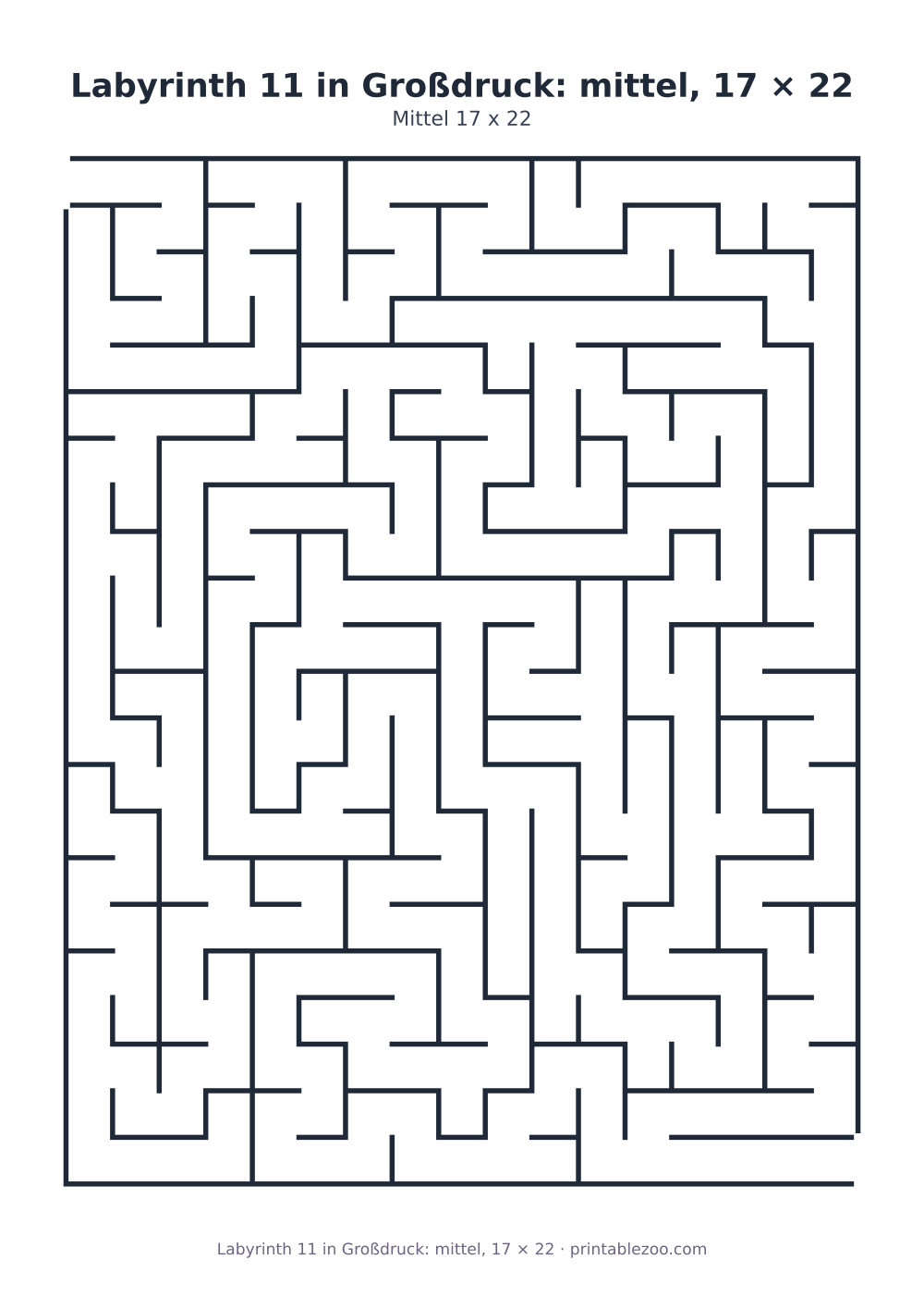 Labyrinth in Großdruck mit 17 × 22 breiten Gängen für Senioren, Rätselnummer 169505