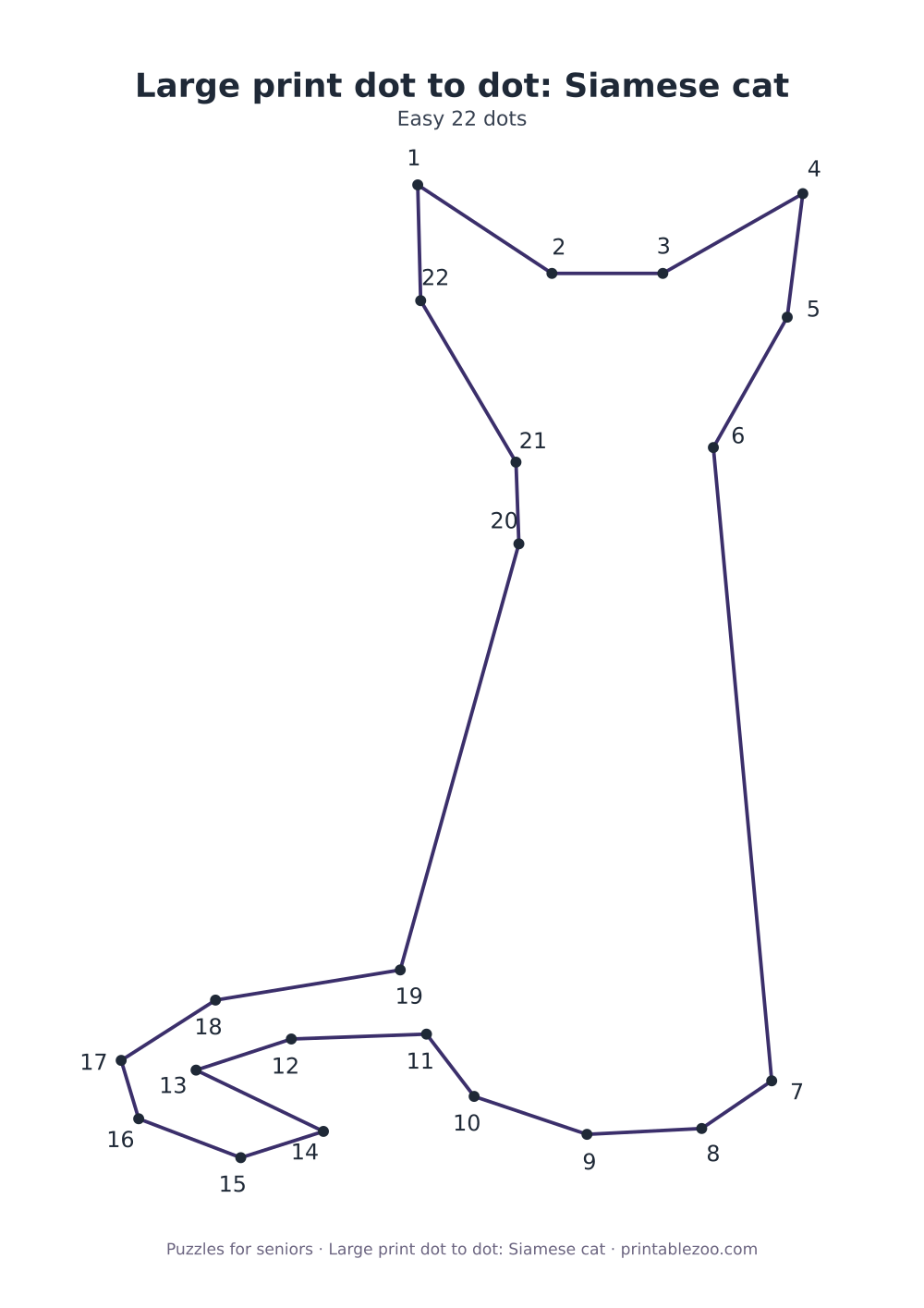 Large print dot to dot: Siamese cat