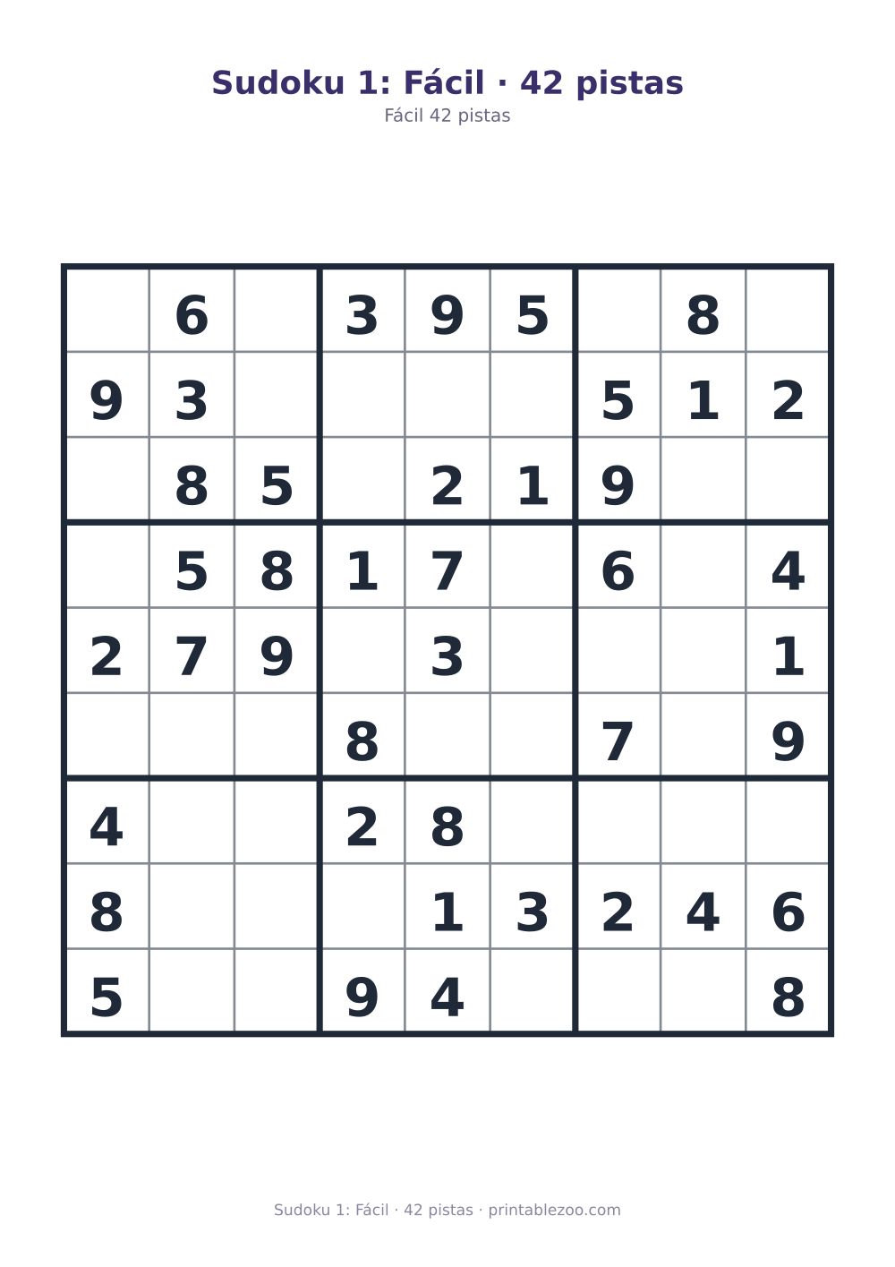 Prévia pronta para imprimir: Sudoku 1: Fácil · 42 pistas, catálogo nº 200101