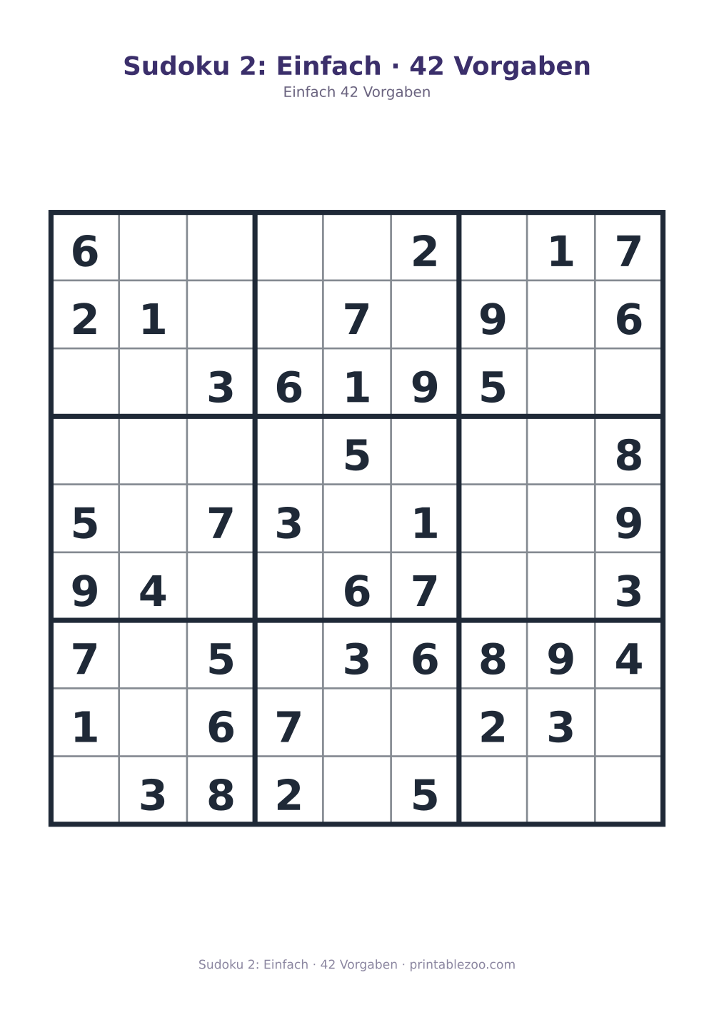 Sudoku 2: Einfach · 42 Vorgaben als druckfertige Vorschau, Katalognummer 200102