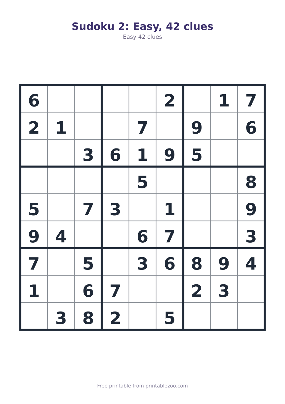 Sudoku 2: Easy, 42 clues