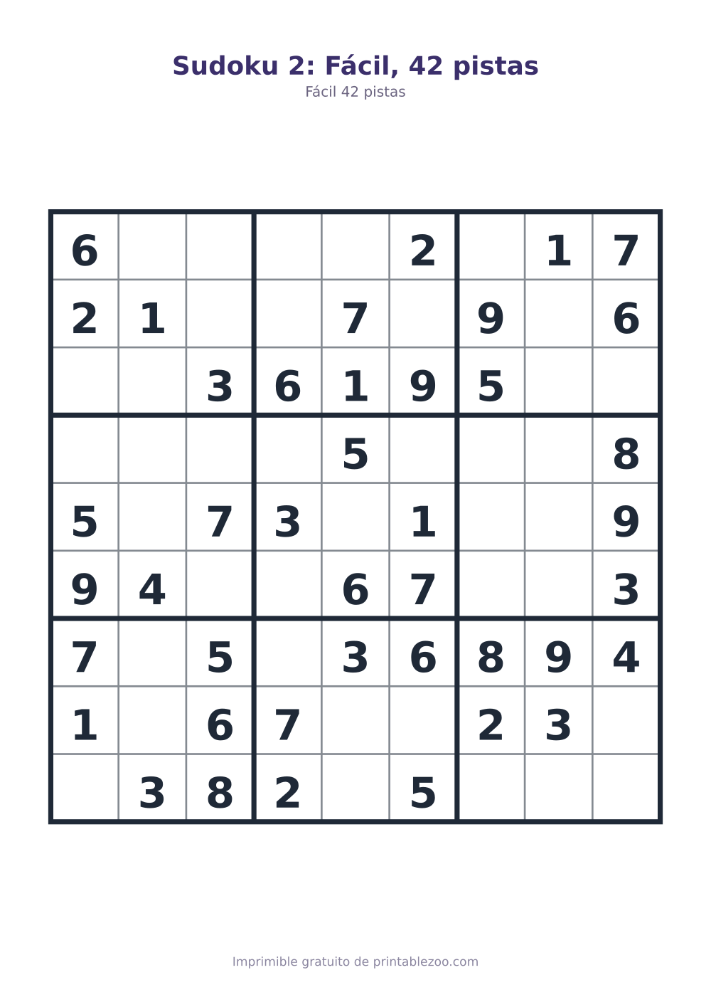 Sudoku 2: Fácil, 42 pistas