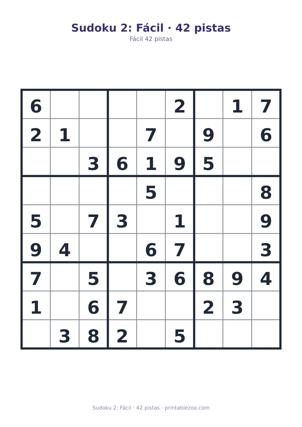 Prévia pronta para imprimir: Sudoku 2: Fácil · 42 pistas, catálogo nº 200102
