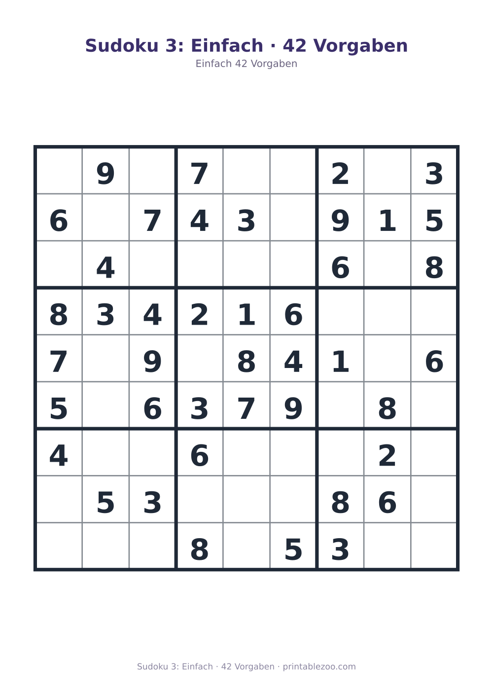Sudoku 3: Einfach · 42 Vorgaben als druckfertige Vorschau, Katalognummer 200103