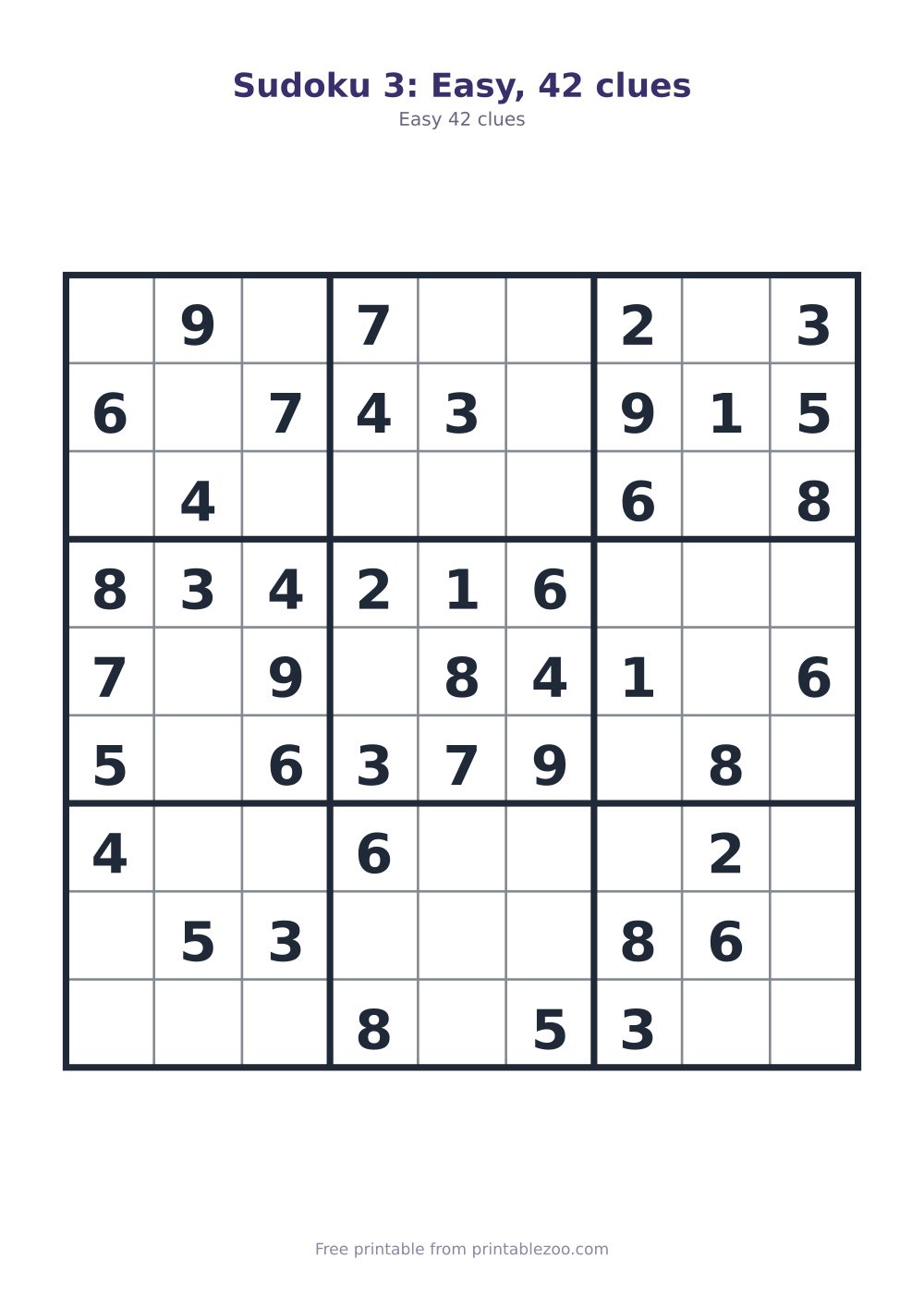 Sudoku 3: Easy, 42 clues