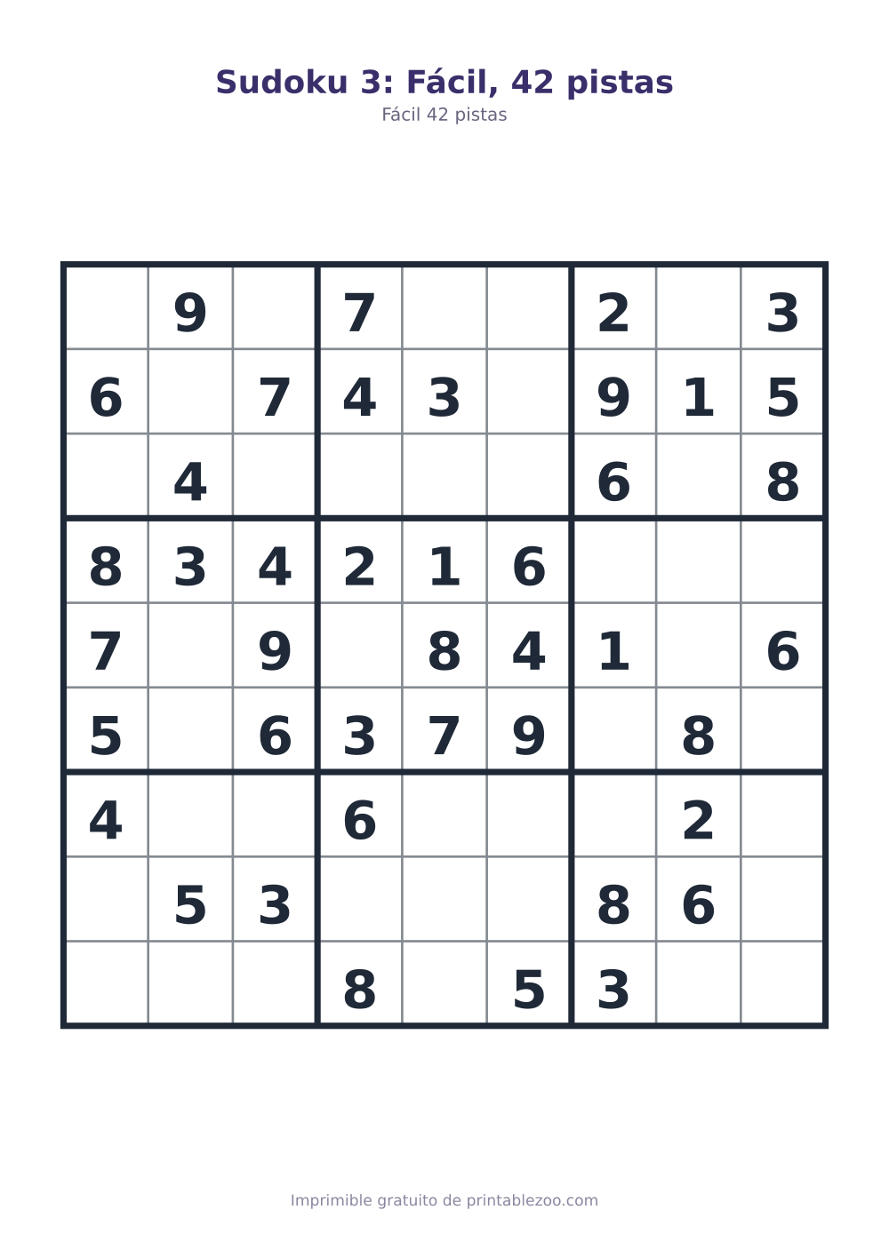 Sudoku 3: Fácil, 42 pistas