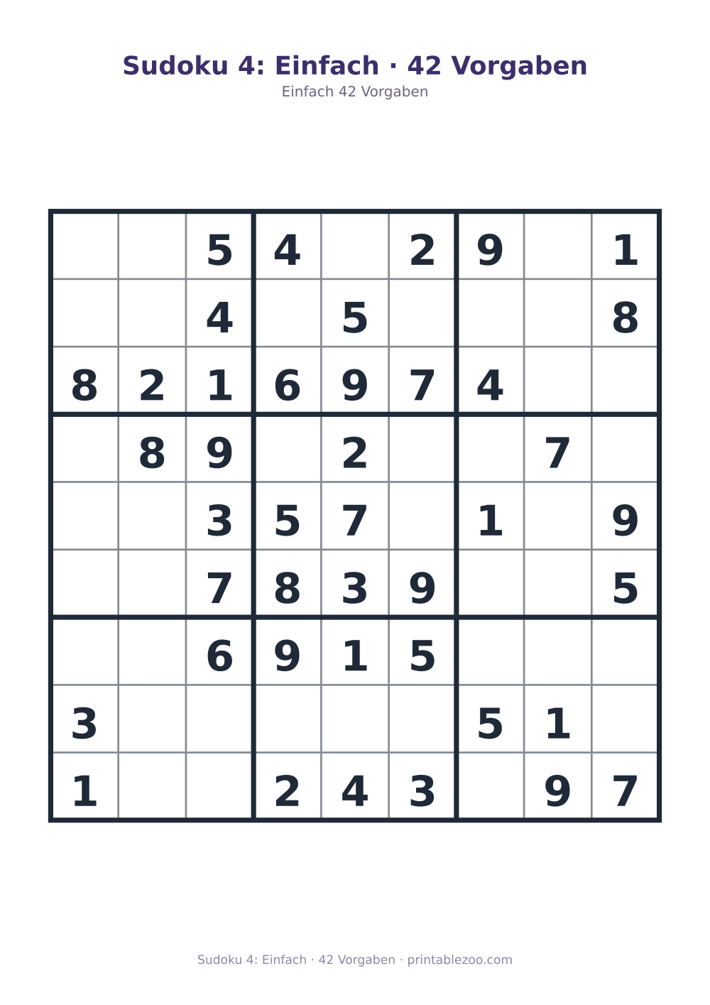 Sudoku 4: Einfach · 42 Vorgaben als druckfertige Vorschau, Katalognummer 200104