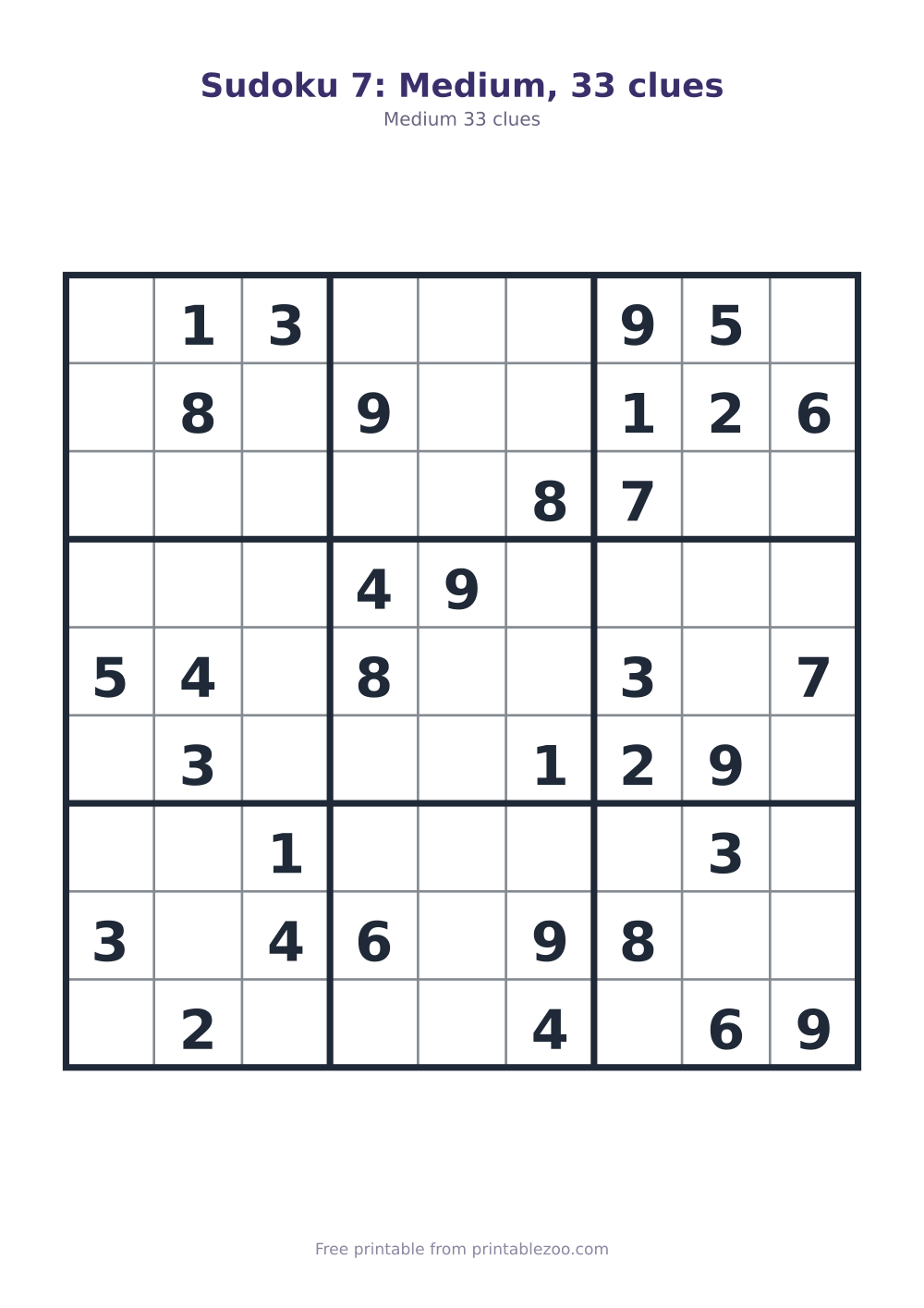 Sudoku 7: Medium, 33 clues