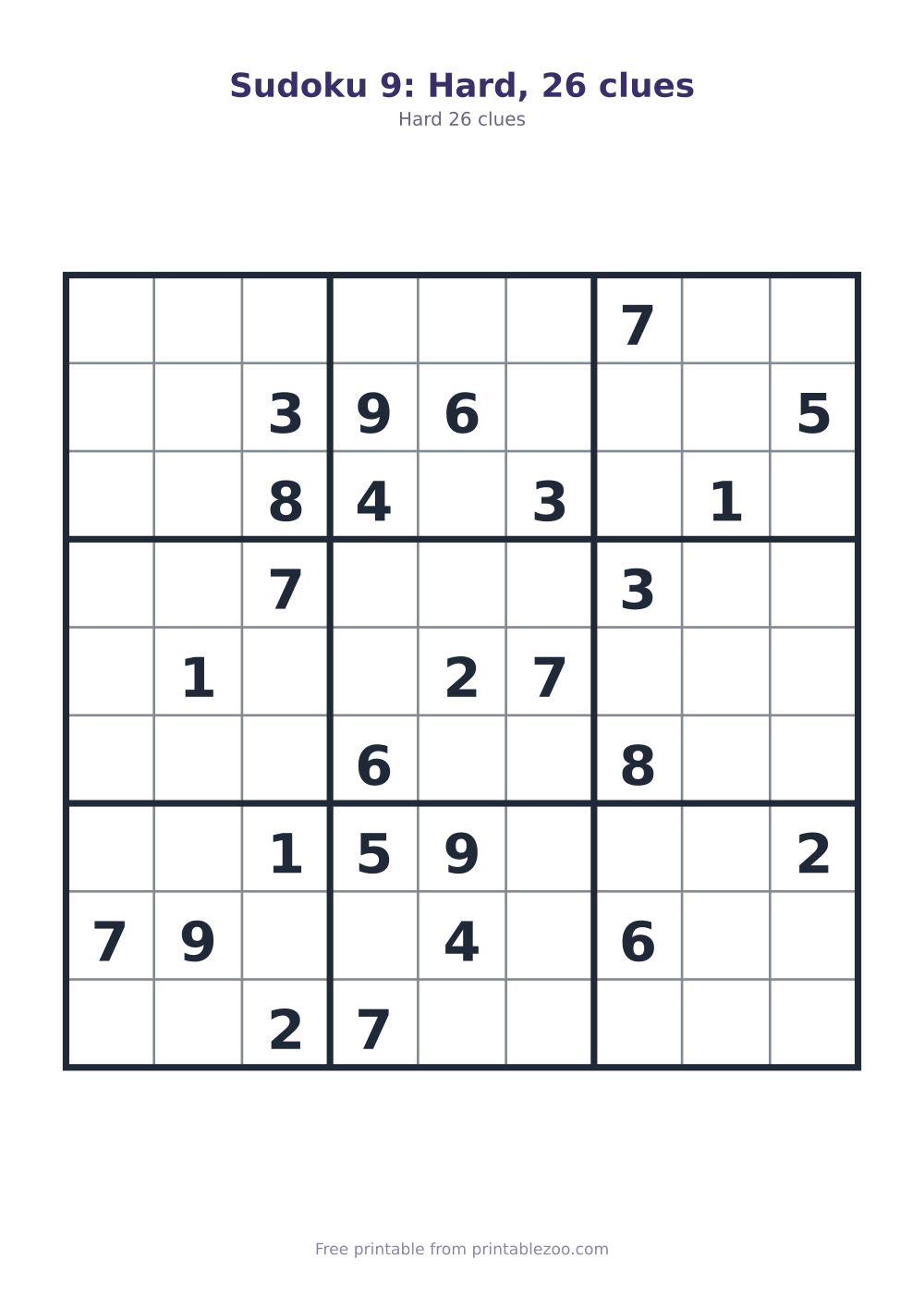 Sudoku 9: Hard, 26 clues