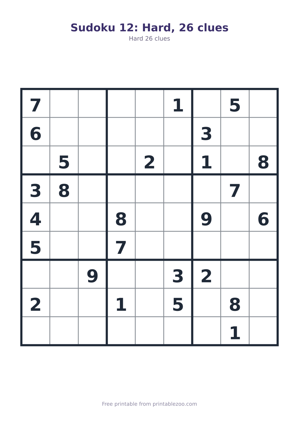 Sudoku 12: Hard, 26 clues