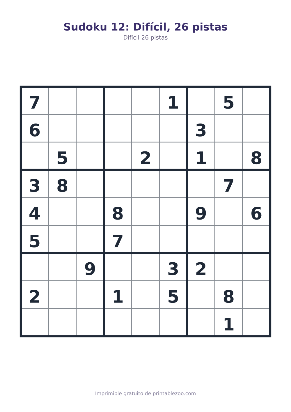 Sudoku 12: Difícil, 26 pistas