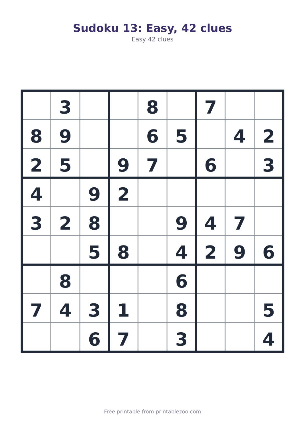 Sudoku 13: Easy, 42 clues