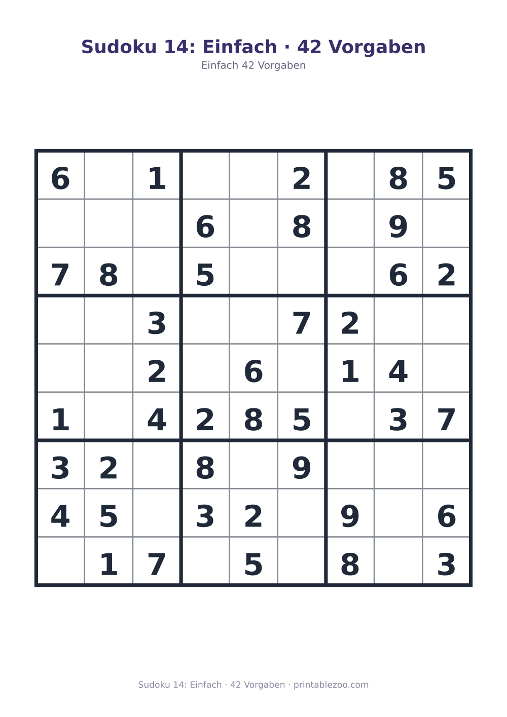Sudoku 14: Einfach · 42 Vorgaben als druckfertige Vorschau, Katalognummer 200114