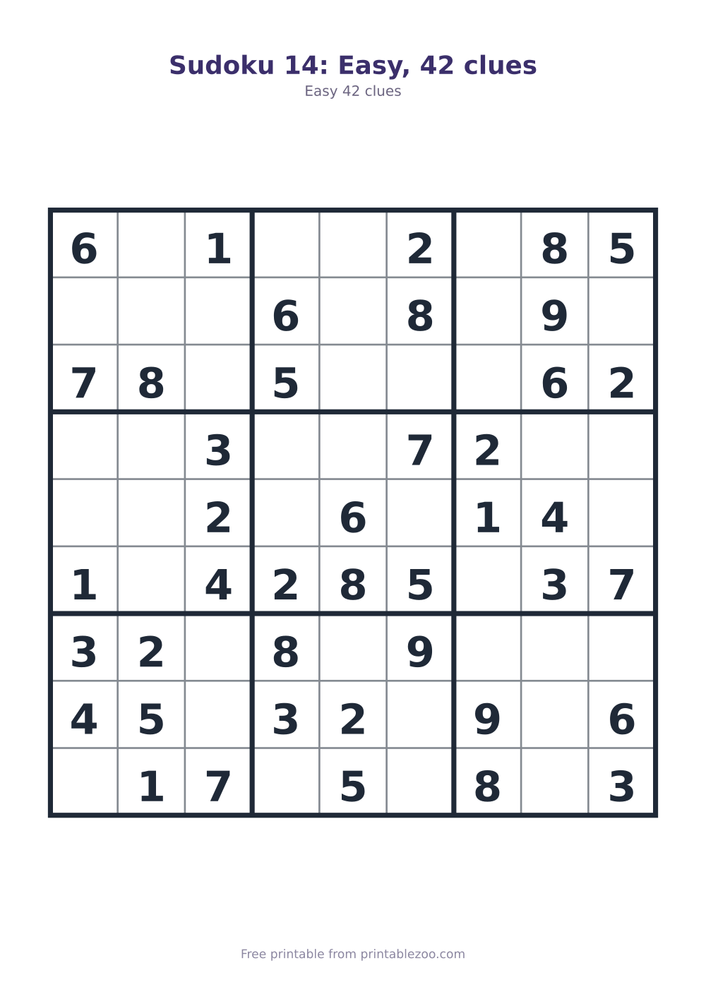 Sudoku 14: Easy, 42 clues