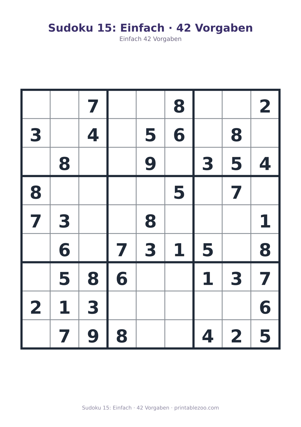 Sudoku 15: Einfach · 42 Vorgaben als druckfertige Vorschau, Katalognummer 200115