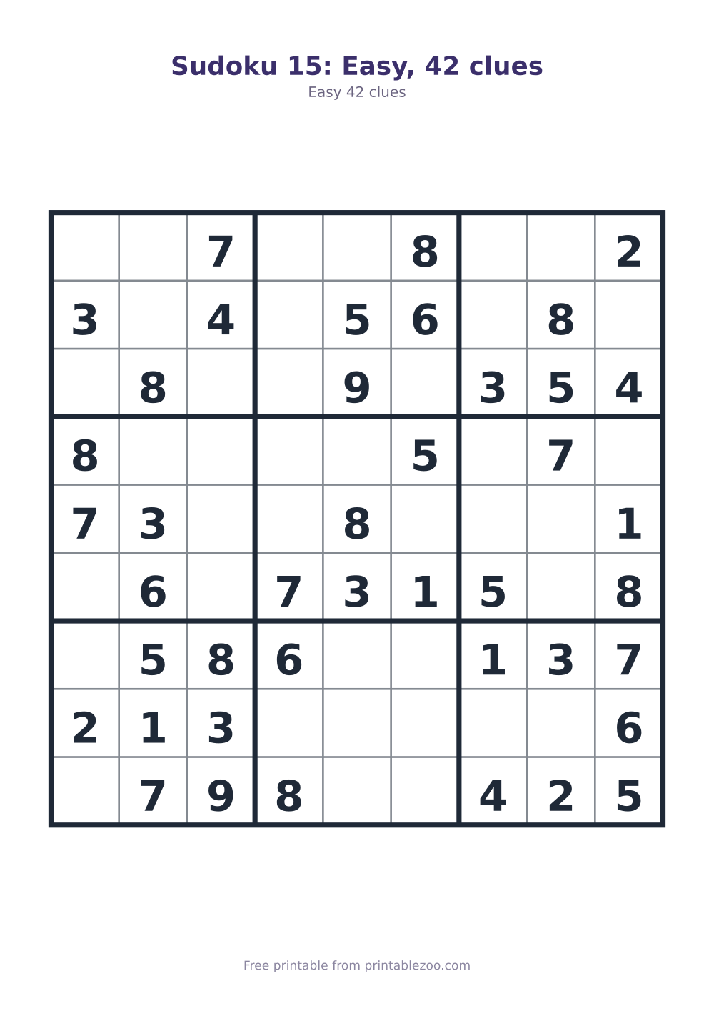 Sudoku 15: Easy, 42 clues