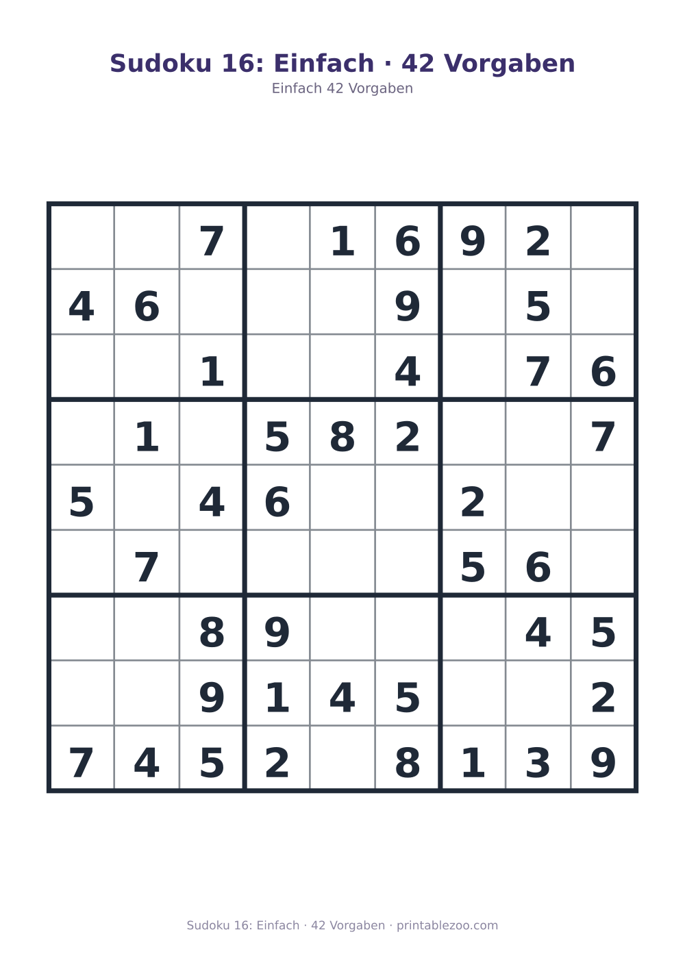 Sudoku 16: Einfach · 42 Vorgaben als druckfertige Vorschau, Katalognummer 200116