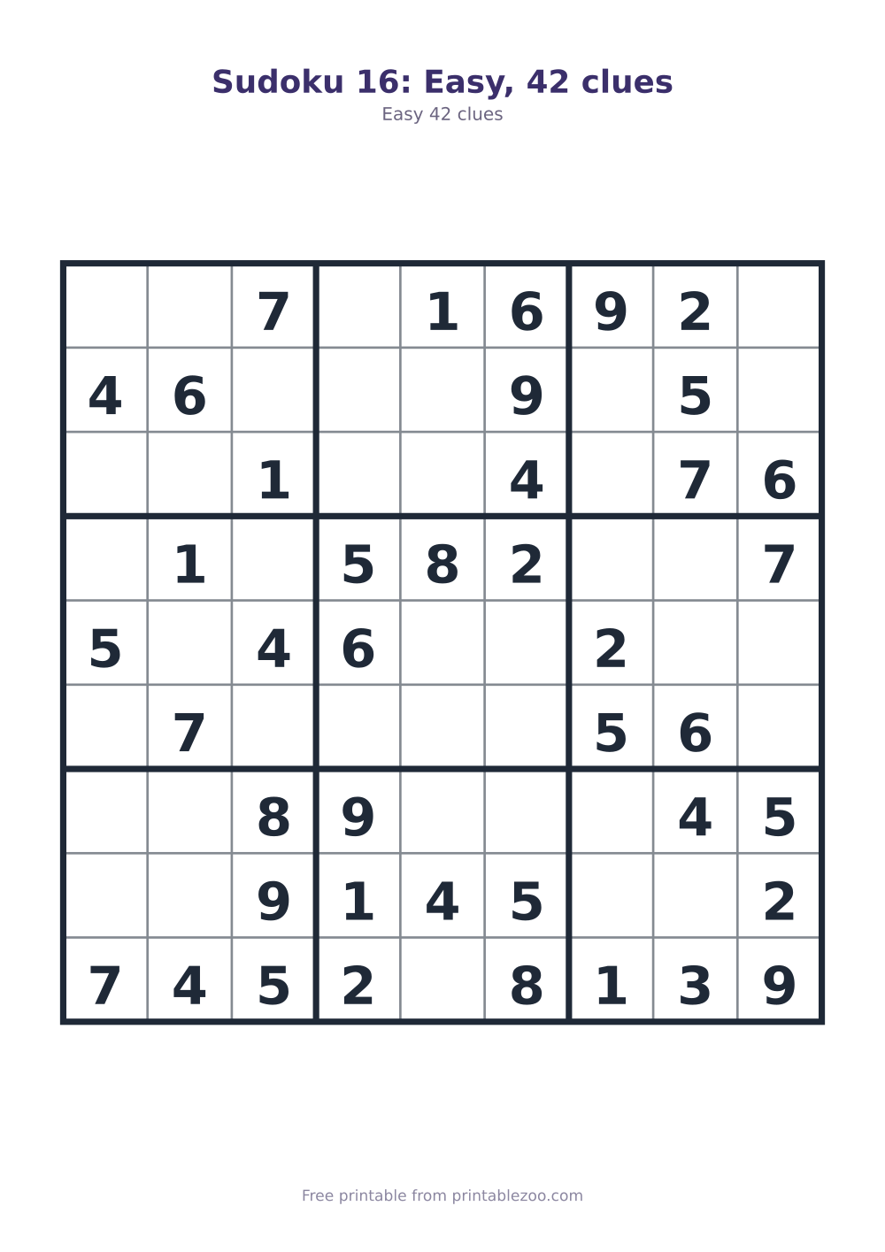 Sudoku 16: Easy, 42 clues
