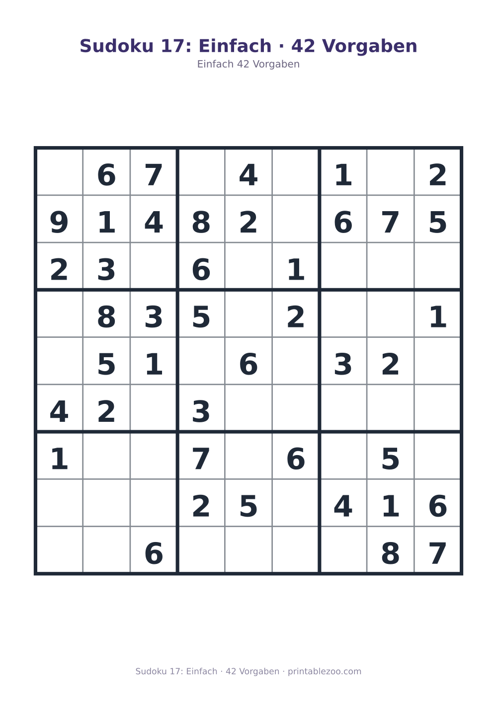 Sudoku 17: Einfach · 42 Vorgaben als druckfertige Vorschau, Katalognummer 200117