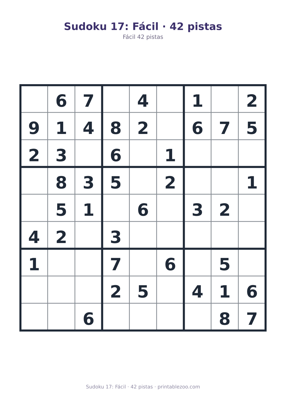 Prévia pronta para imprimir: Sudoku 17: Fácil · 42 pistas, catálogo nº 200117