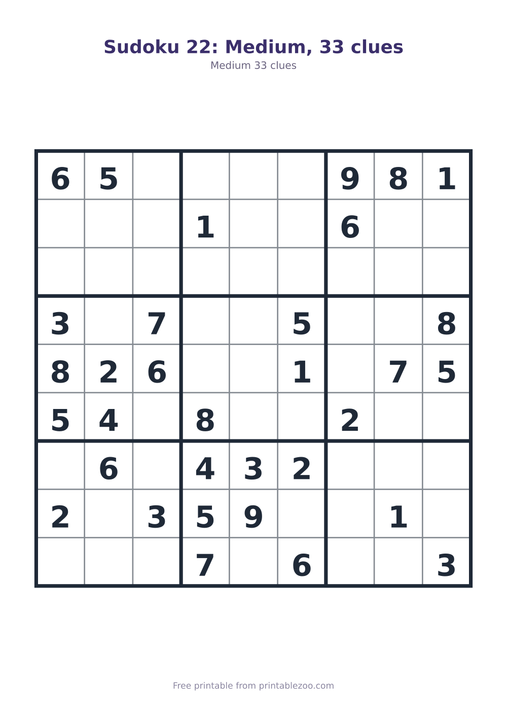 Sudoku 22: Medium, 33 clues