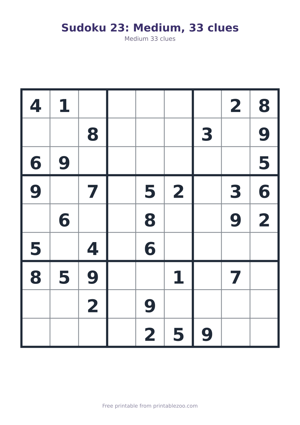 Sudoku 23: Medium, 33 clues
