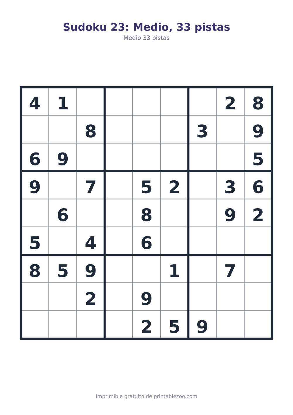 Sudoku 23: Medio, 33 pistas