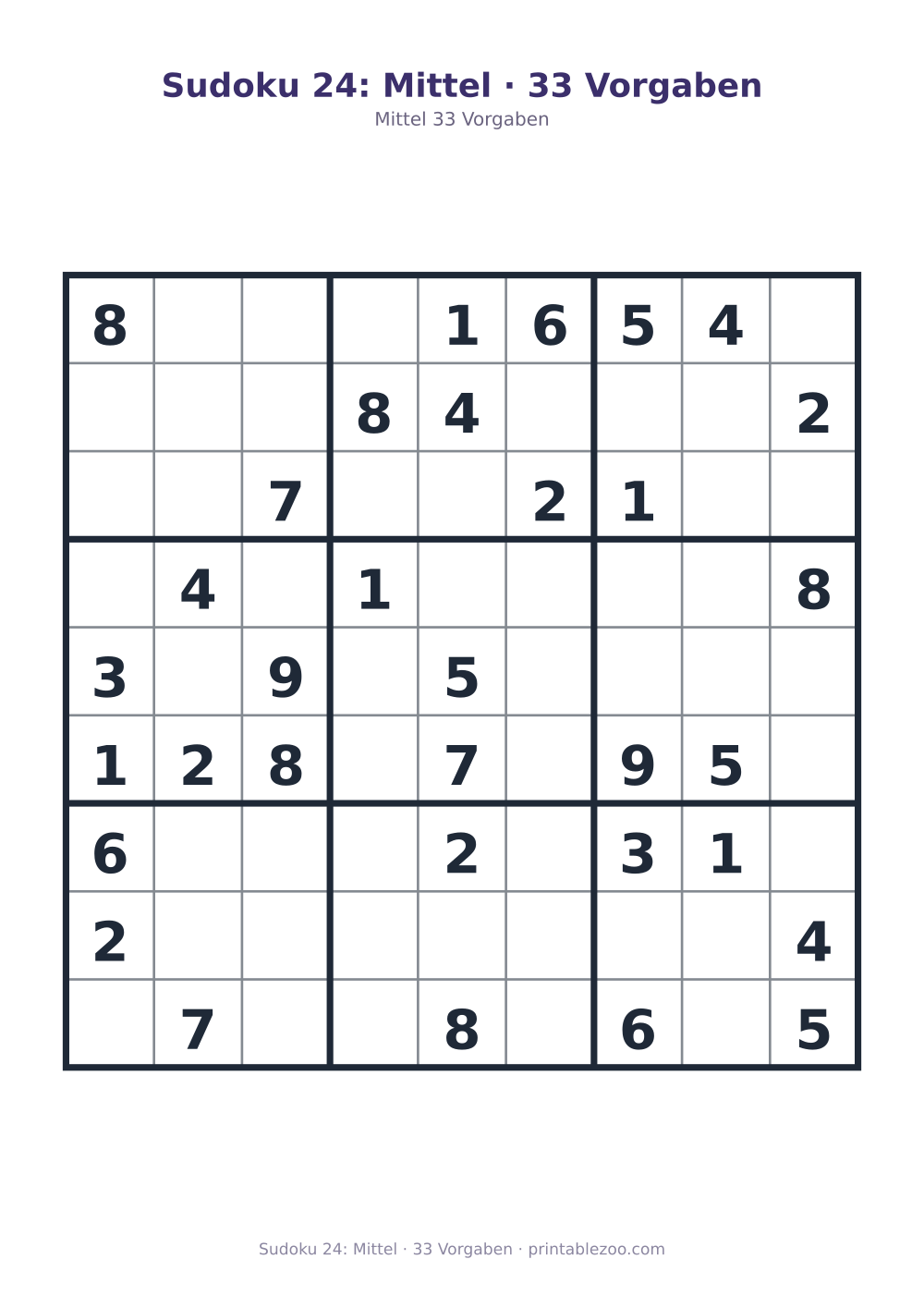 Sudoku 24: Mittel · 33 Vorgaben als druckfertige Vorschau, Katalognummer 200124