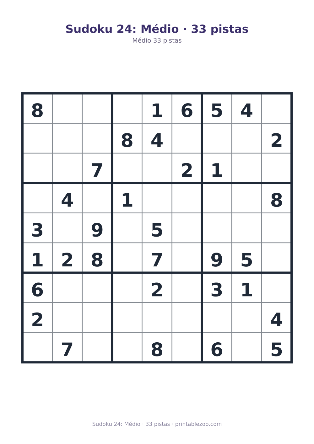 Prévia pronta para imprimir: Sudoku 24: Médio · 33 pistas, catálogo nº 200124