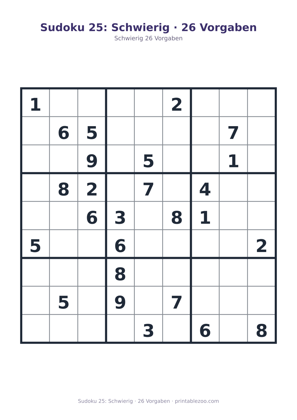 Sudoku 25: Schwierig · 26 Vorgaben als druckfertige Vorschau, Katalognummer 200125