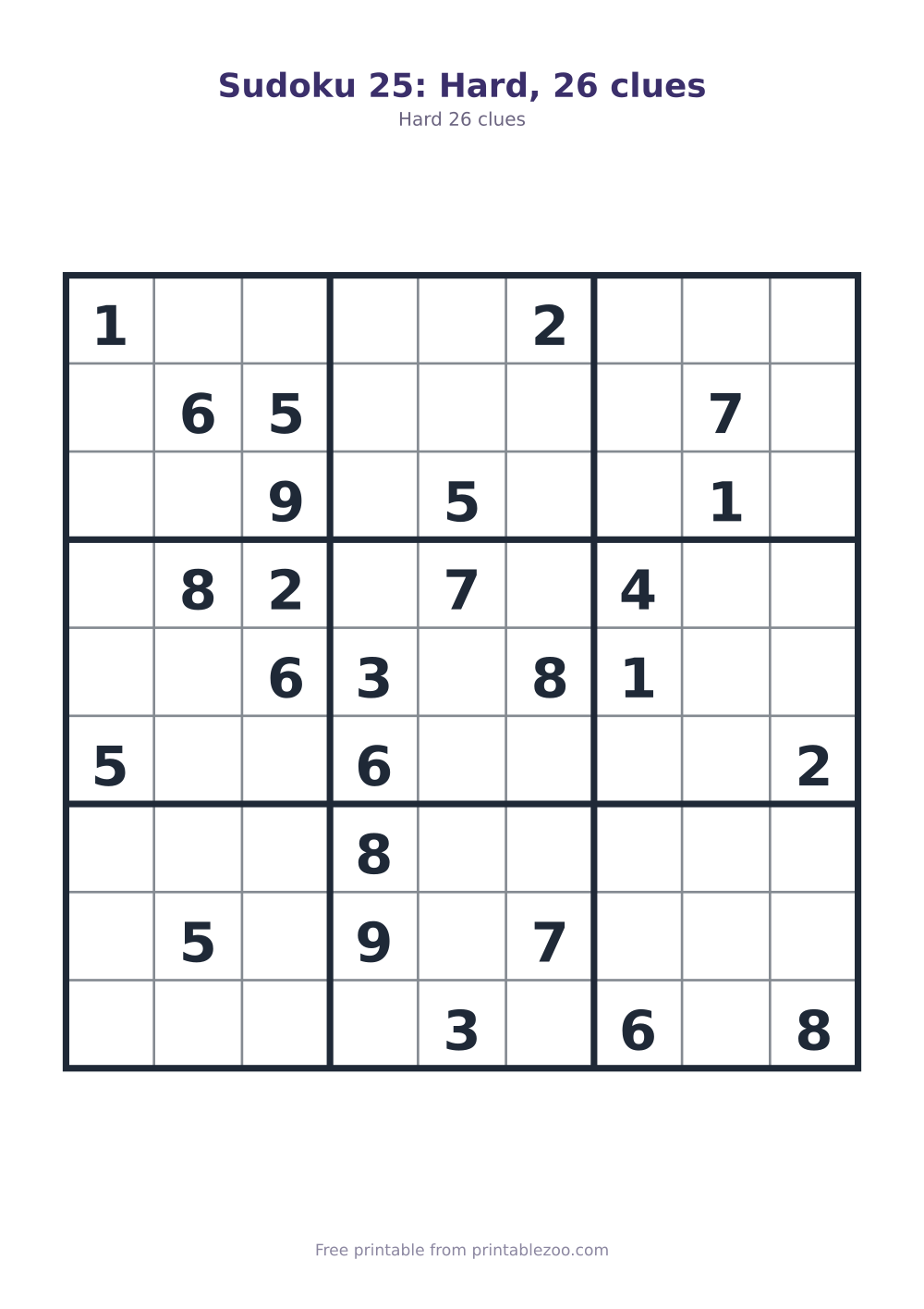 Sudoku 25: Hard, 26 clues