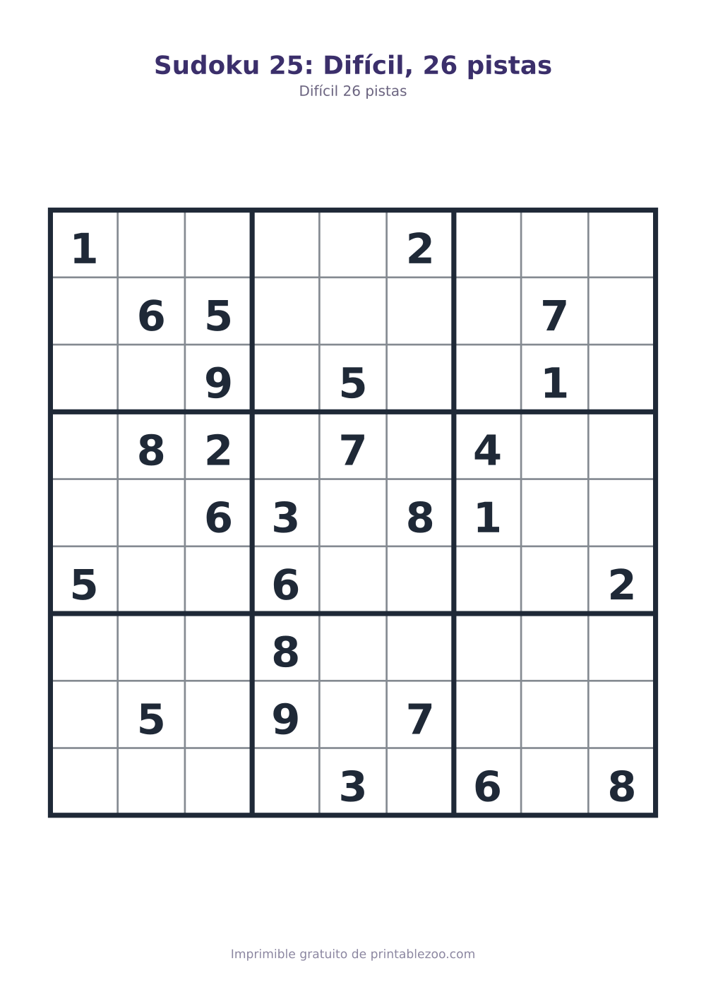 Sudoku 25: Difícil, 26 pistas
