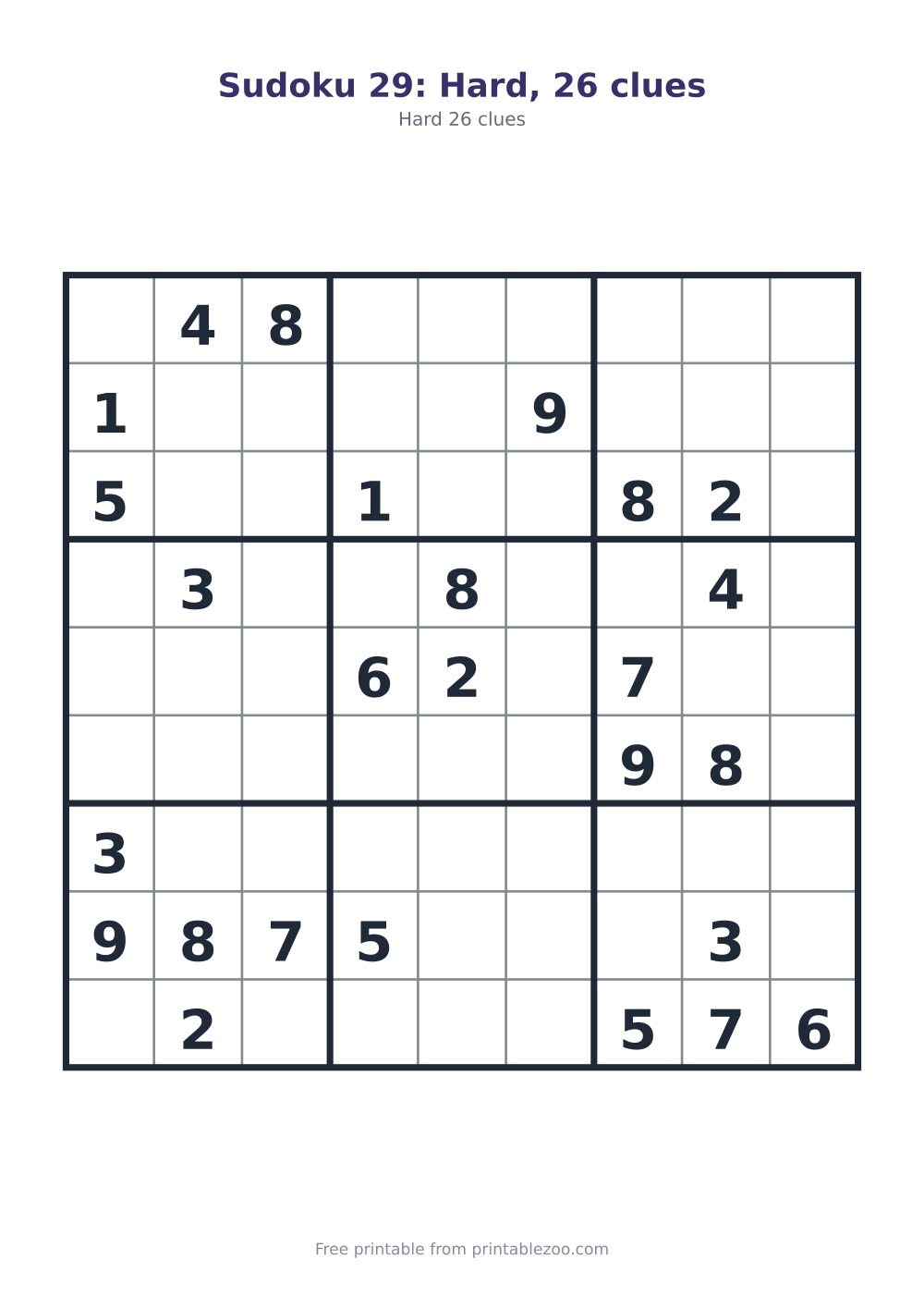 Sudoku 29: Hard, 26 clues