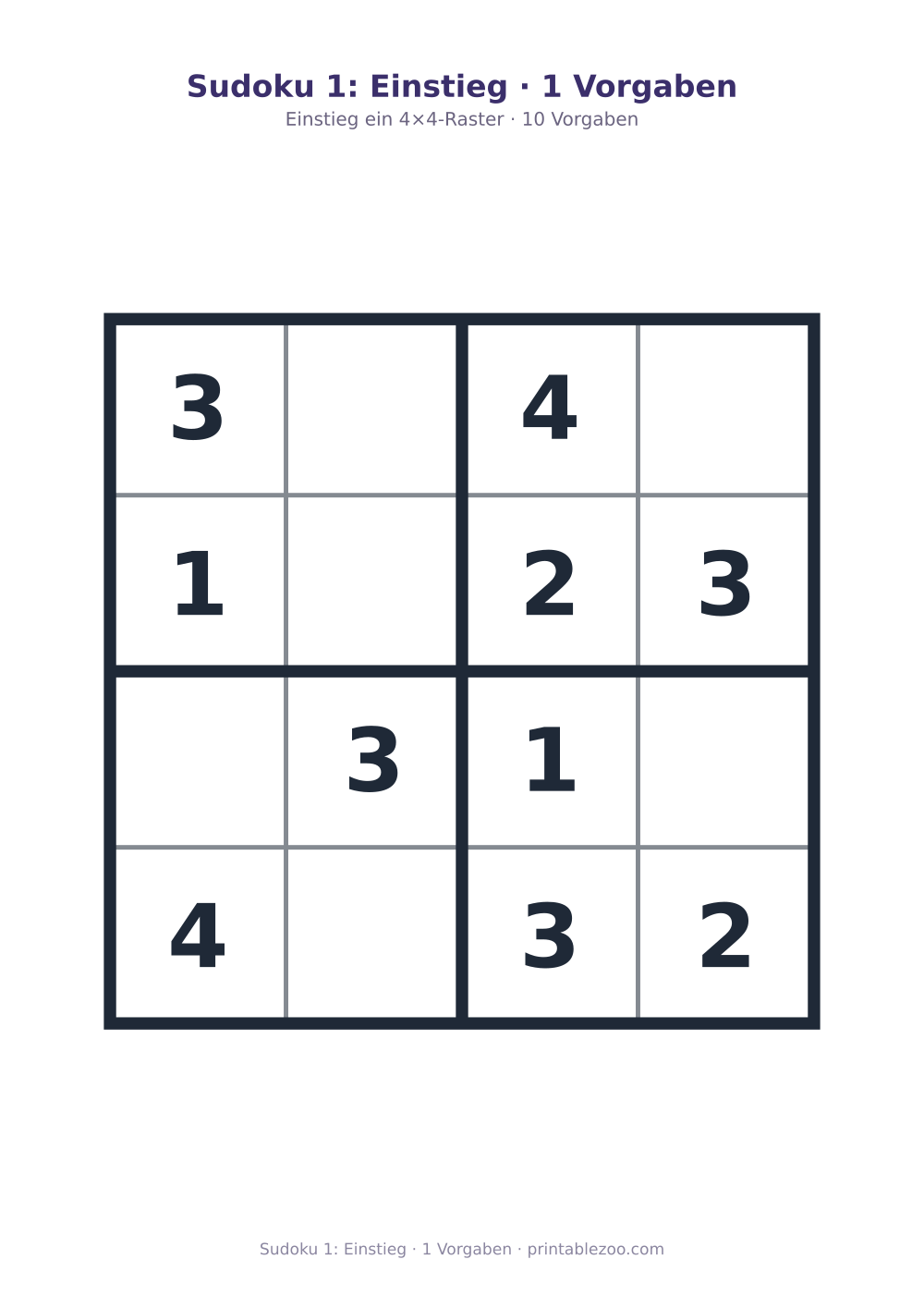 4×4-Sudoku für Kinder