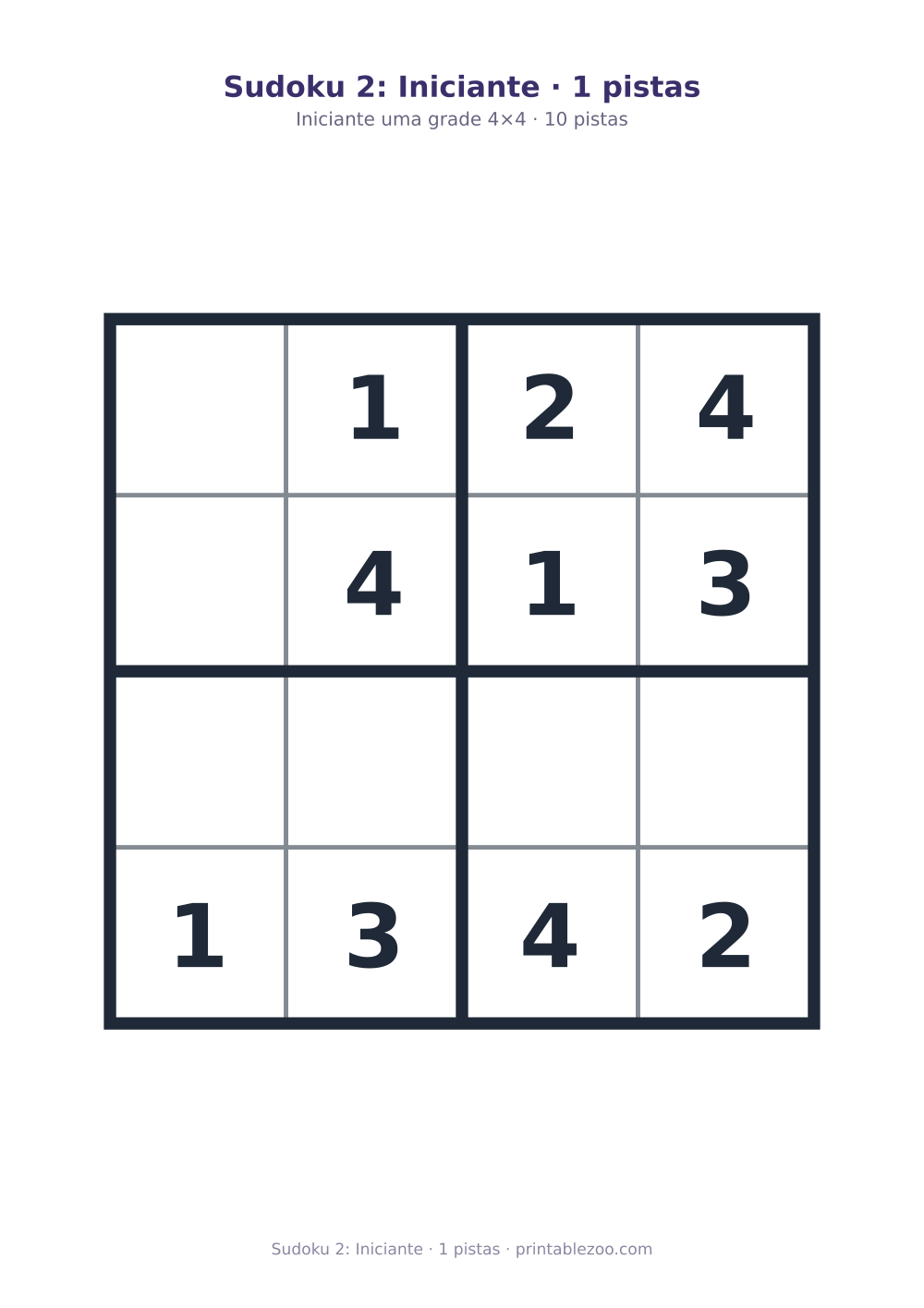 Prévia pronta para imprimir: Sudoku 2: Iniciante · 1 pistas, catálogo nº 230102