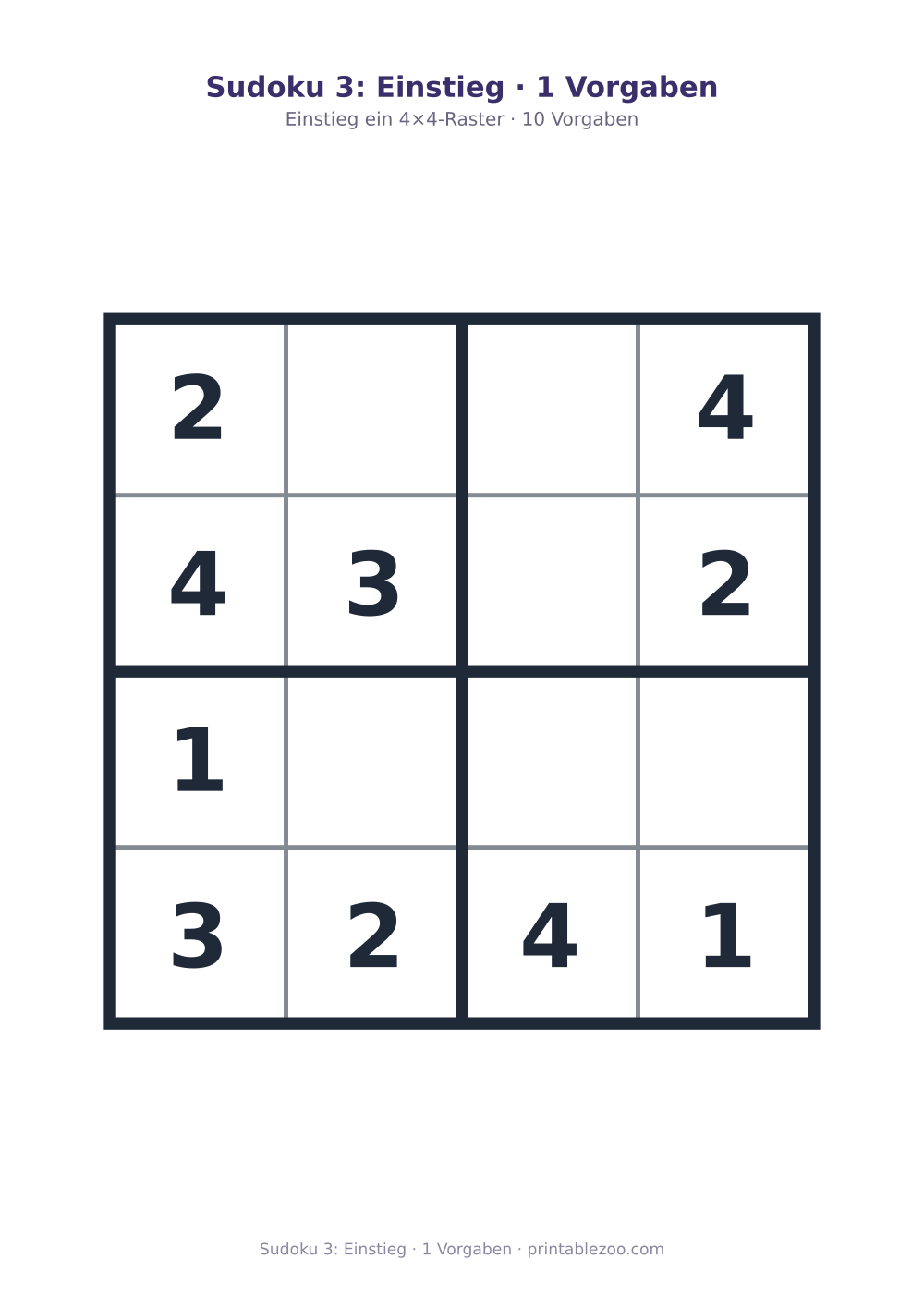 Sudoku 3: Einstieg · 1 Vorgaben als druckfertige Vorschau, Katalognummer 230103