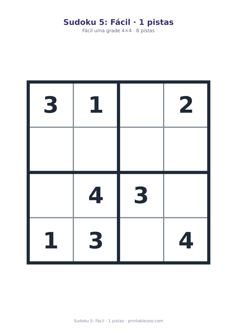 Prévia pronta para imprimir: Sudoku 5: Fácil · 1 pistas, catálogo nº 230105